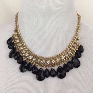 Rhinestone Black Drop Statement Necklace NEW!‎